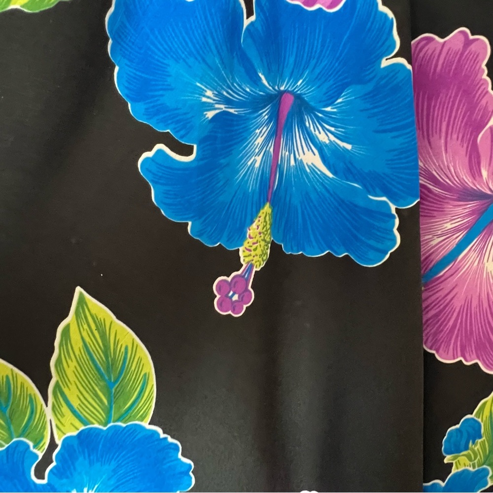 Beautiful Floral Sleeveless Slip Dress Features Bright Purple and Blue Orchids. - Picture 4 of 6
